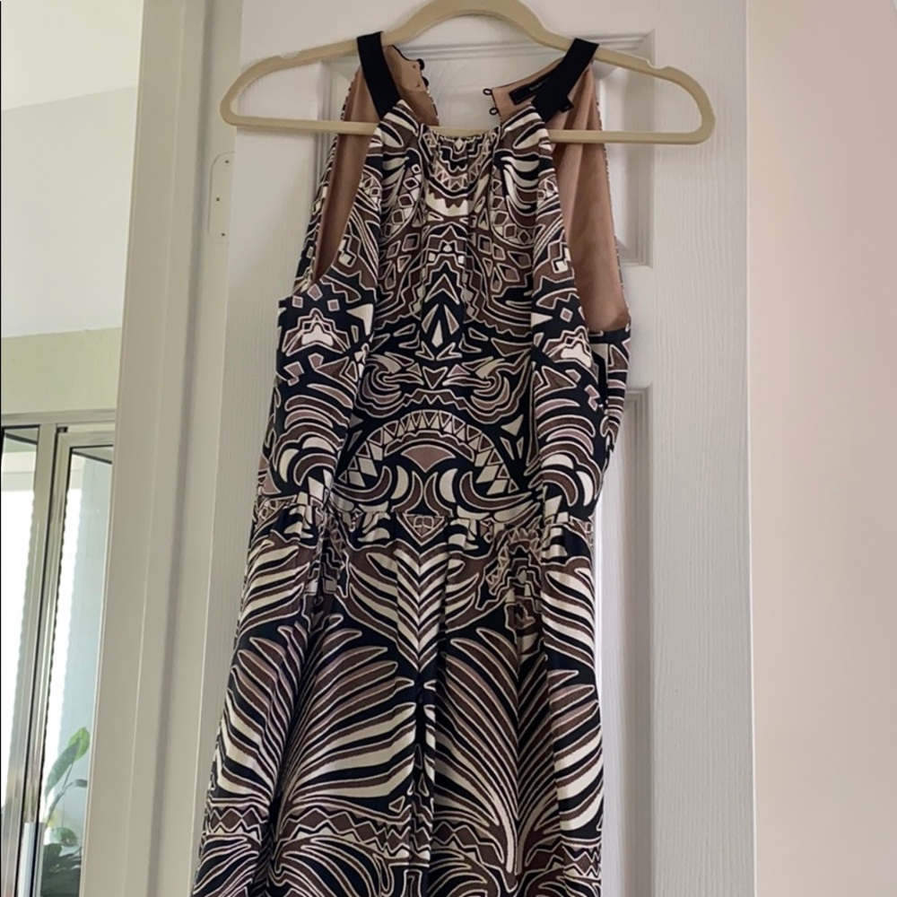 BCBG brown/black printed halter mini dress